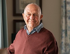 Closeup of senior man smiling at home