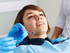 Woman in dental chair