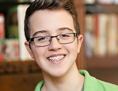Teen boy with braces