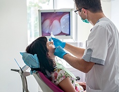 dentist in Newark using an intraoral camera
