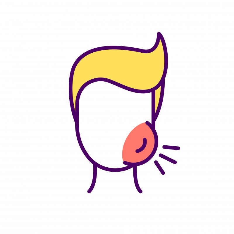 Swollen cheek illustration.